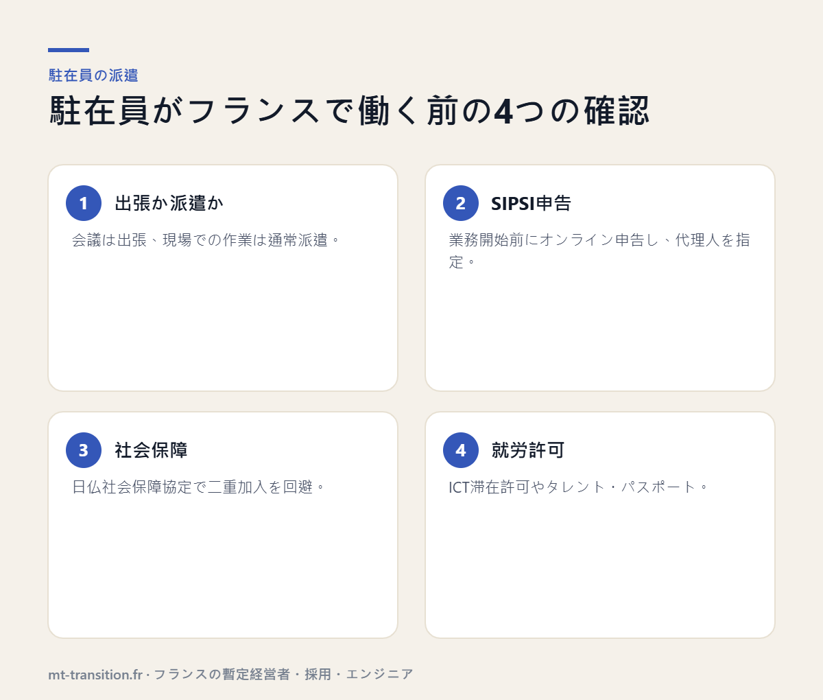 フランスへ駐在員を送る前の4つの確認事項