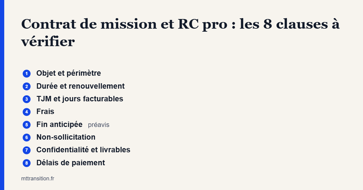 RC pro et contrat de mission du manager de transition : les 8 clauses à vérifier